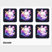 Easter Bunny Sleeping on Galaxy Moon Neon Sticker (Vel)