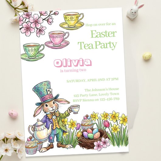 Easter Bunny Tea Party Any Age Kids Birthday  Kaart