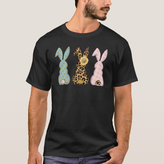 Easter Bunny Trio Rabbit Leopard Matching Cute T-shirt (Voorkant)
