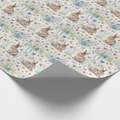 Easter Bunny Watercolor Floral Spring Cadeaupapier (Hoek)