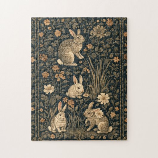 Easter Bunny William Morris Art & Craft Style Chic Legpuzzel (Verticaal)