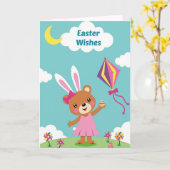 Easter Bunny Wishes Card Kaart (Gele Bloem)