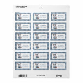 Easter Bunny with Basket of Eggs on Blue Gingham Etiket (Full Sheet)