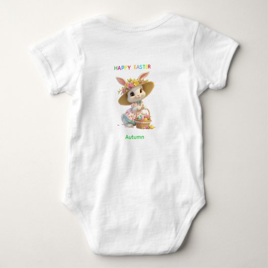  Easter Bunny with Flower Hat Baby Bodysuit (Achterkant)