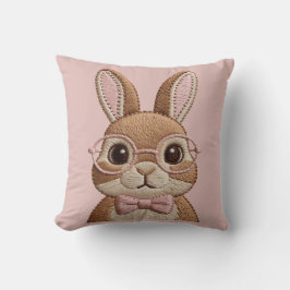 Easter Bunny with Glasses & Bow – Embroidered Look Kussen