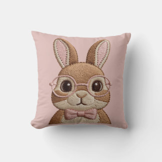 Easter Bunny with Glasses & Bow – Embroidered Look Kussen