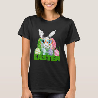 Easter Bunny with Glasses Egg Hunting T-shirt