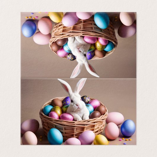 Easter bunny with his eggs. kaart (Buitenkant ongevouwen)