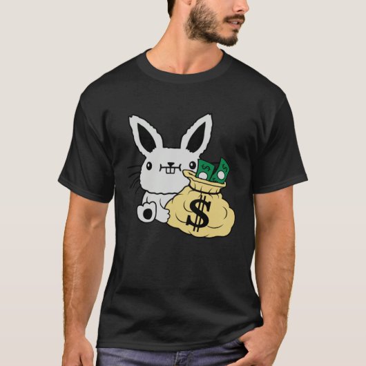 Easter Bunny With Money In A Bag Cute Rich Rabbit T-shirt (Voorkant)