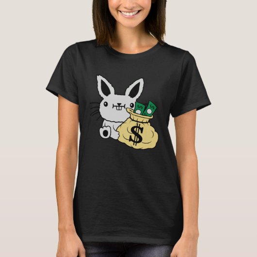 Easter Bunny With Money In A Bag Cute Rich Rabbit T-shirt (Voorkant)