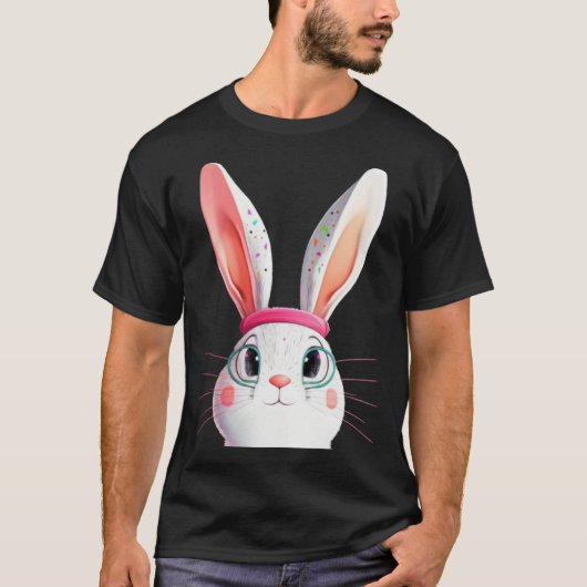 Easter Bunny with Pink Headband T-shirt (Voorkant)