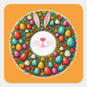 Easter Bunny Wreath – Cute Style Autocolante Vierkante Sticker (Voorkant)