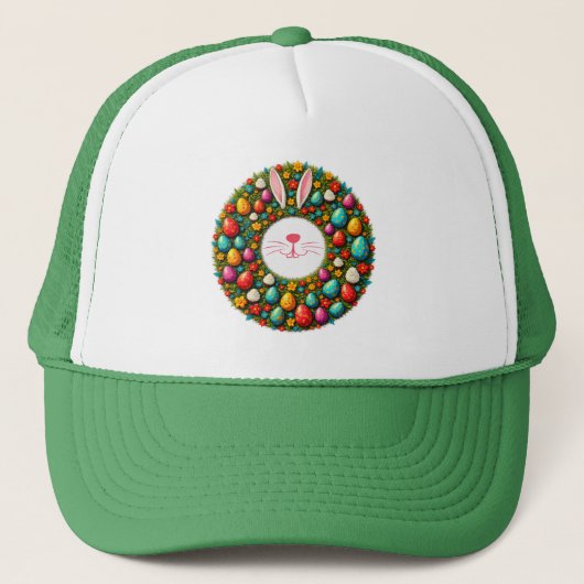 Easter Bunny Wreath – Cute Style boné Trucker Pet (Voorkant)