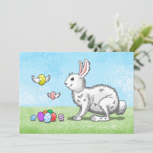 Easter Bunny's Egg Hunt Holiday Kaart (Staand voorkant)