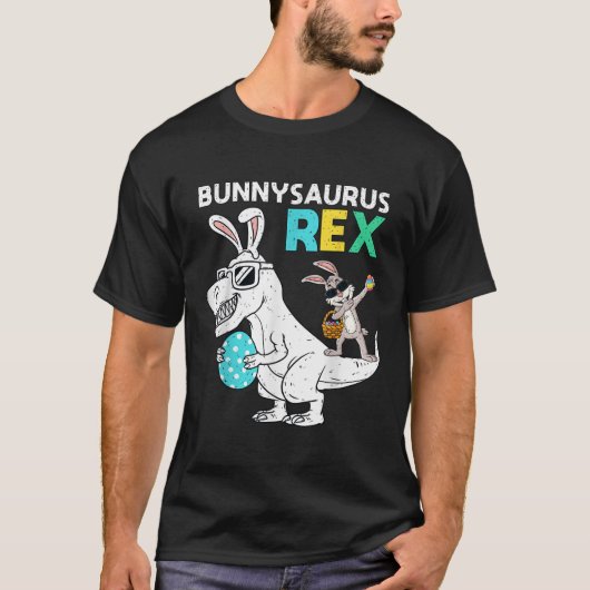 Easter Bunnysaurus T Rex Dino Dabbing Rabbit Boys  T-shirt (Voorkant)