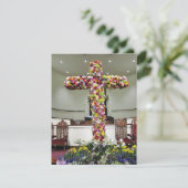 Easter Card Beautiful Cross Covered with Flowers Bedankkaart (Staand voorkant)