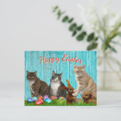 Easter Card - Cats and Bunnies Feestdagenkaart (Staand voorkant)