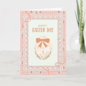 Easter Card with a lace and patterned fabric  Kaart (Voorkant)