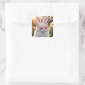Easter Cat with Bunny Ears Vierkante Sticker (Tas)