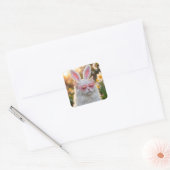 Easter Cat with Bunny Ears Vierkante Sticker (Envelop)
