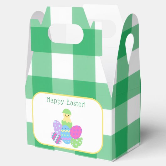 EASTER Chick Eggs and bold green check  Bedankdoosjes (Geopend)