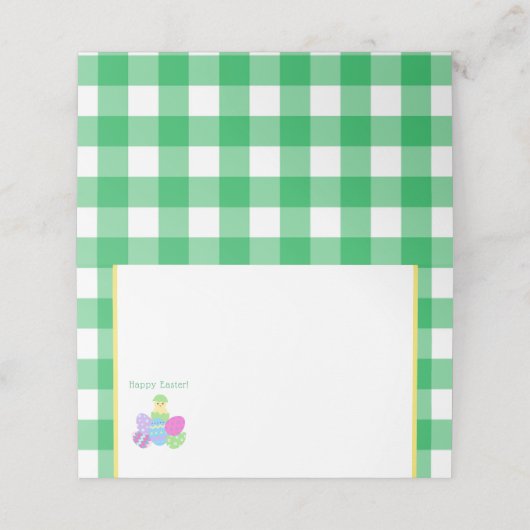EASTER Chick Eggs and bold green check  Plaatskaartje (Buitenkant ongevouwen)
