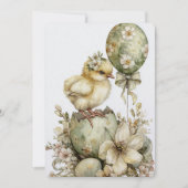 Easter Chick Spring Floral Watercolor Sage Green Feestdagenkaart (Voorkant)