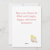 Easter Chick & Tulips Flat Holiday Card Feestdagenkaart (Achterkant)