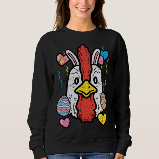 Easter Chicken Face Spring Women Girls Kids Toddle Trui (Voorkant)