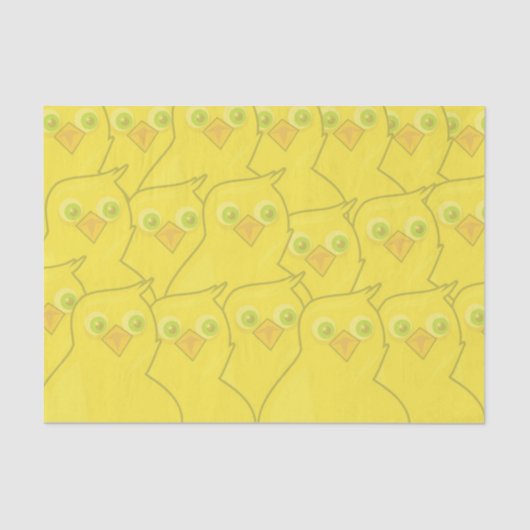 Easter Chickens Bright Yellow Cartoon Pattern Tissuepapier (Voorkant)