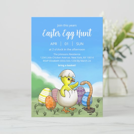 Easter Chicken's Egg Hunt Kaart (Staand voorkant)