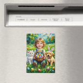 ~ EASTER Child Puppy Kitten Eggs ~  Magnet (Insitu (Vaatwasser))