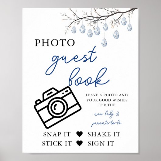 Easter Chinoiserie Baby shower Foto Gastenboek Poster (Voorkant)