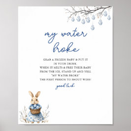 Easter Chinoiserie My Water Broke Baby shower Game Poster