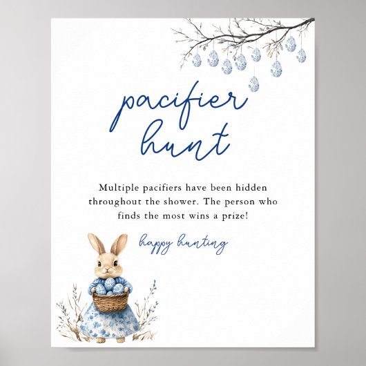 Easter Chinoiserie Pacifier Hunt Baby shower Poster (Voorkant)