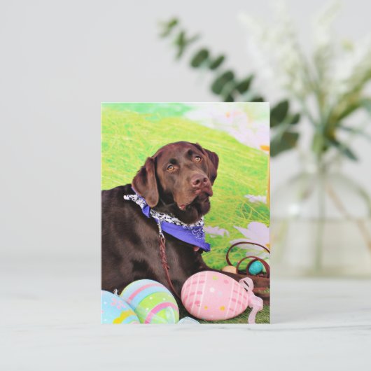Easter - Chocolate Labrador - Hershey Feestdagenkaart (Staand voorkant)