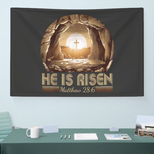 Easter Christian He is Risen Jesus  Spandoek (Beurs)