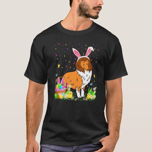 Easter Collie Dog Bunny Egg Hunting Collie Easter T-shirt (Voorkant)