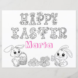Easter Coloring Activity Sheet met aangepaste naam
