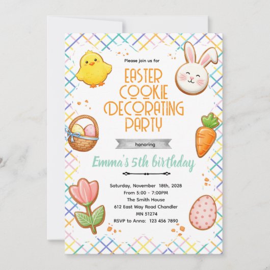 Easter Cookie Decorating Party Invitation Kaart (Voorkant)