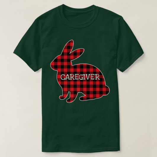 Easter Costume Red Plaid Bunny Graphic Caregiver M T-shirt (Design voorkant)