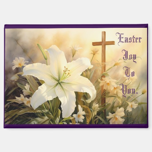  Easter Cross With Lilies Magnet (Voorkant)