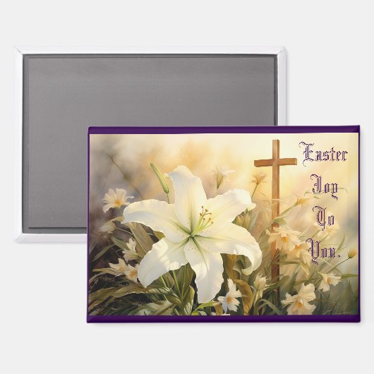  Easter Cross With Lilies Magnet (Voorkant / Achterkant)