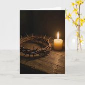 Easter Crown of Thorns Illuminated By a Candle Kaart (Gele Bloem)