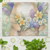 Easter cute bunny floral kitchen towel theedoek (Gevouwen)