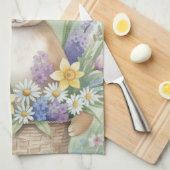Easter cute bunny floral kitchen towel theedoek (Quarter Fold)