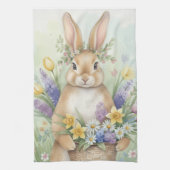 Easter cute bunny floral kitchen towel theedoek (Verticaal)