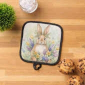 Easter cute bunny floral pot holder pannenlap (Top down)