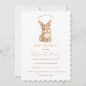 Easter Cute Bunny Rabbit Watercolor Baby Shower Kaart (Voorkant)