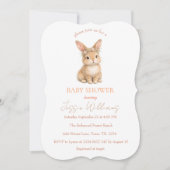 Easter Cute Bunny Rabbit Watercolor Baby Shower Kaart (Voorkant)